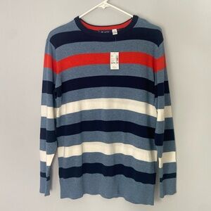 Children’s place sweater boys size 16 nautical striped blue 100% cotton men’s XS